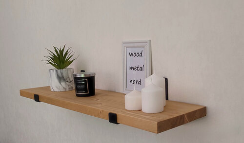 Изображение товара Полка настенная из массива дерева. Стиль Лофт.60х20х3. Цвет Дуб