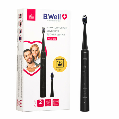 Электрическая звуковая зубная щетка BWell MED-870 черная 214000₽