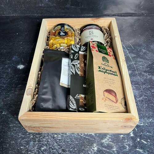 подарочный набор кофе с кружкой ручной работы Подарочный набор в деревянном ящике Элитный мужской, одинарный ящик
