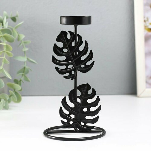 SUI Подсвечник металл на 1 свечу Два листа монстеры d4 см 8х8х135 см 578₽