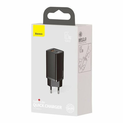 Зарядное устройство BASEUS GaN2 lite USBUSB-C, 3A, 65W, черный (CCGAN2L-B01) сзу 1usb 1usb c baseus gan2 lite 65w черный ccgan2l b01