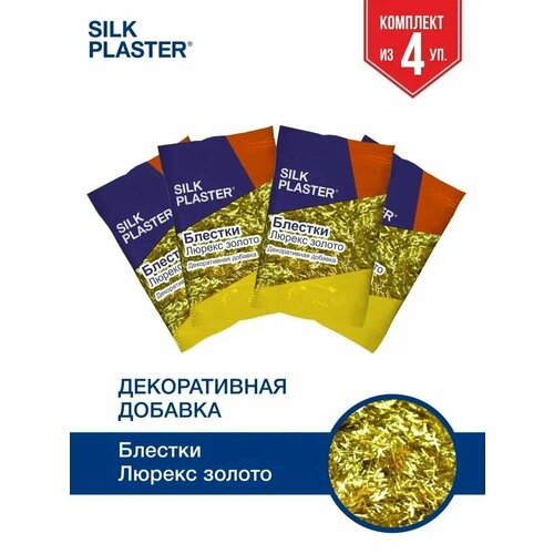 silk plaster блестки silk plaster точка золотые Добавка для жидких обоев, блестки люрекс золото - комплект 4 шт