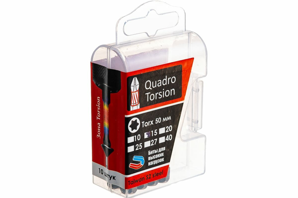 Бита 1/4" E6,3 магн, S2, зона Torsion, Torx 15-50мм (10 шт./кор.) "Quadro Torsion" (20/120) 431550