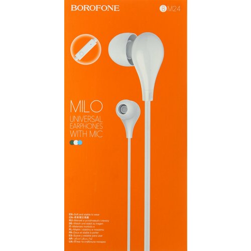 Наушники BOROFONE BM24 с микрофоном, Белые наушники borofone bm31 с микрофоном белые
