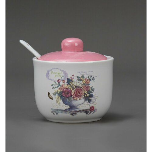 Сахарница с ложкой керамическая 500 мл Beautiful garden 508₽