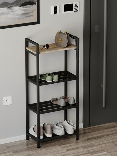 Изображение товара Обувница для прихожей IamLoft с полкой, ЛДСП, дуб эвок, 101х44х25 см