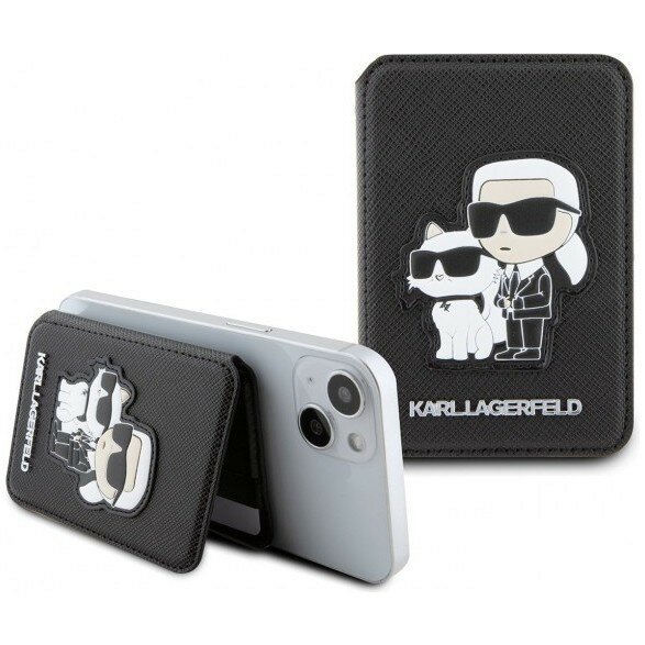 Karl Lagerfeld магнитный бумажник / картхолдер с подставкой Saffiano Choupette Cardslot MagSafe, черный