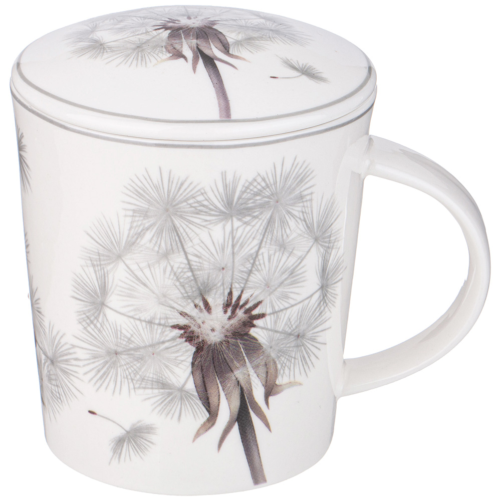 Кружка Lefard / Лефард Dandelion с ситечком из фарфора белая 320мл / посуда [для кухни] (только если)