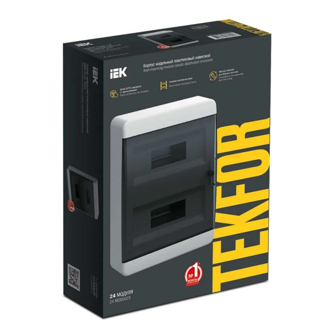 Электрощит IEK TEKFOR ЩРН-П-24, IP41, навесной, прозрачный, черный