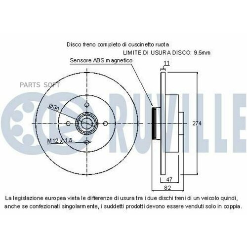 RUVILLE 221166 Диск тормозной с подшипником 12520₽