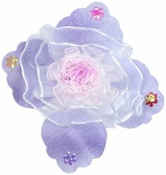 Цветы пришивные из органзы с текстилем 1-273 55х55 мм светло-сиреневые / Лента с цветочным принтом роза для рукоделия 2 упаковки по 5 штук