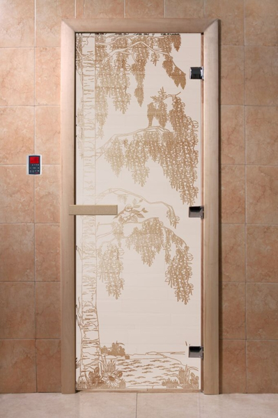 фото Дверь для сауны DoorWood (Дорвуд) 70x190 Основная серия Берёза (сатин) правая