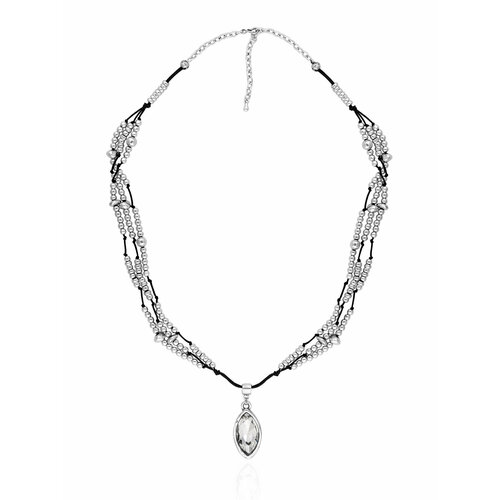 Колье L'attrice di base, кристалл, длина 80 см, серебряный длинное массивное колье с серым кристаллом