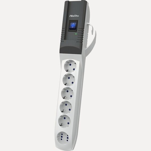 Изображение товара Сетевой фильтр Pilot Pro 1.8m, 6 розеток, с/з, 10А / 2200 Вт 6 1.8 м 445 мм 70 мм 65 мм светло-серый