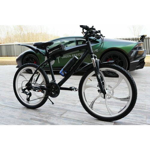 Велосипед Richiesto 24 колёса литые Алюминиевые диски Горный Взрослый Подростковый Спортивный черный матовый 25500₽