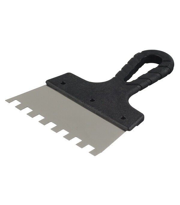 Шпатель зубчатый 150х10 мм с пластиковой ручкой (131149)