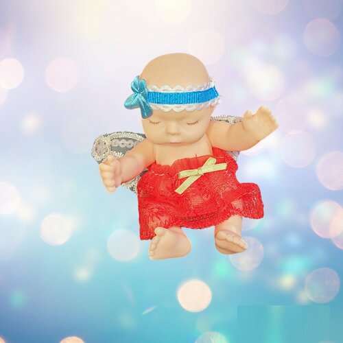 Резиновый пупс в шаре Baby Ardana спящий Купидон ангелочек с крылышками Цвет Красный 375₽