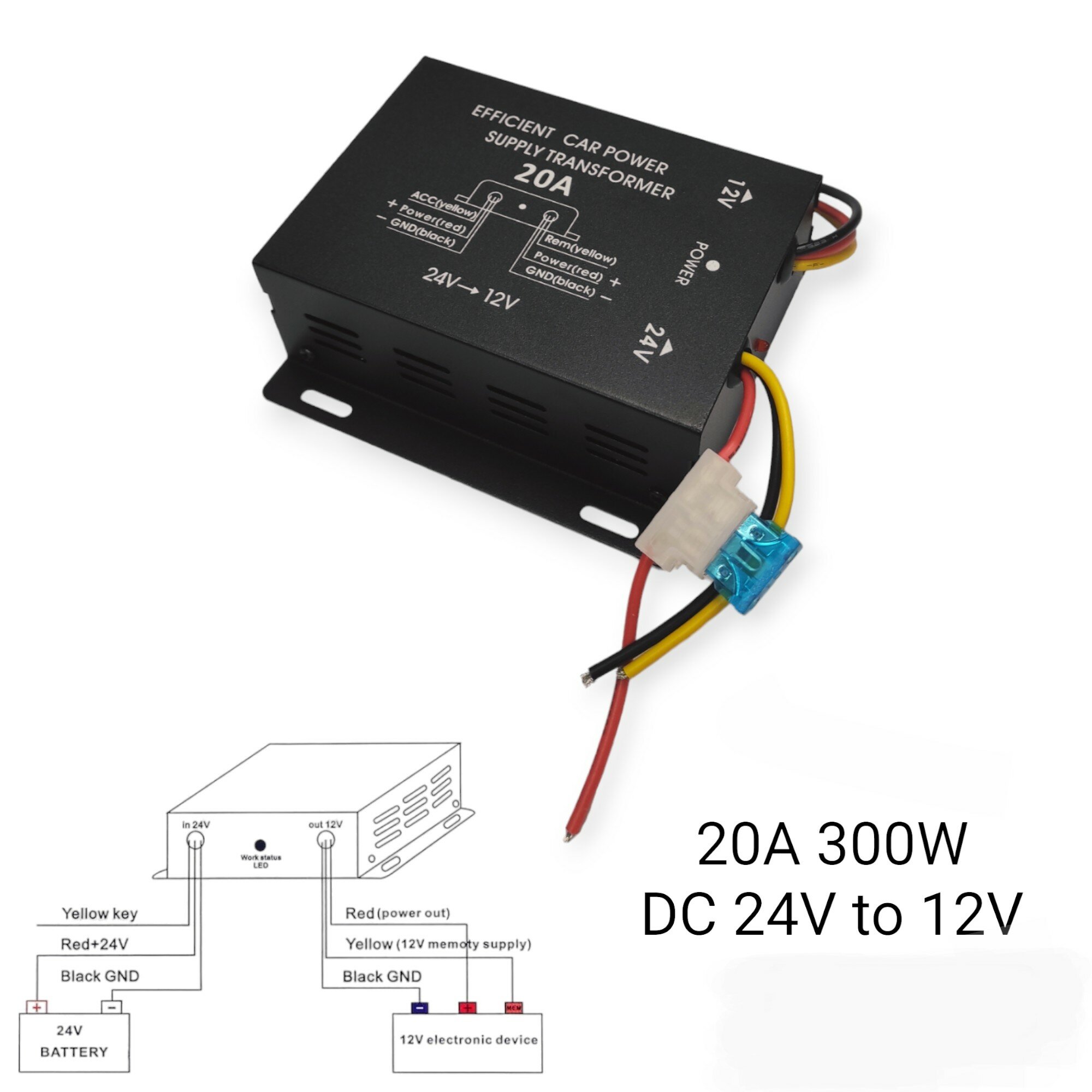 Преобразователь напряжения 24V-12V 20A