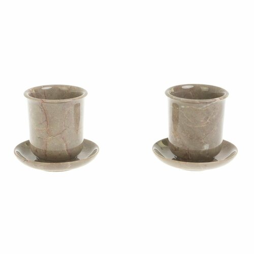 Кофейная пара из бежевого мрамора 120 мл 2 чашки 2 блюдца 127437 19700₽