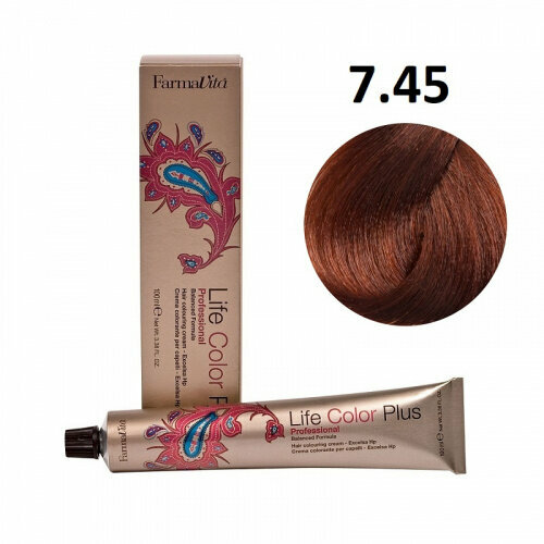 Крем-краска для волос Farmavita Life Color Plus 7.45 блондин медный, 100 мл