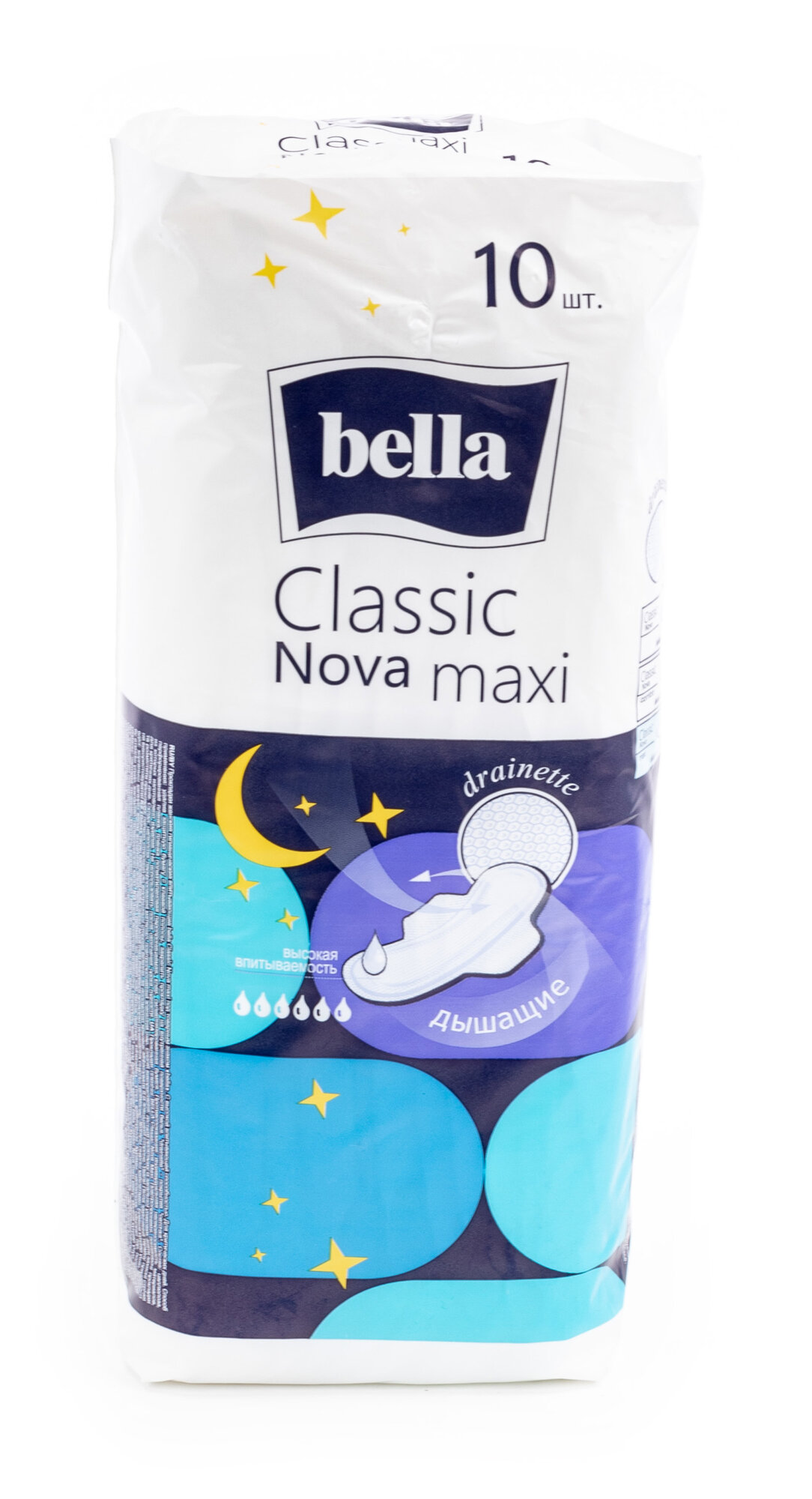 Прокладки женские гигиенические Bella / Белла Classic Nova Maxi 6 капель дышащие с крылышками, пачка 10шт. / женская гигиена