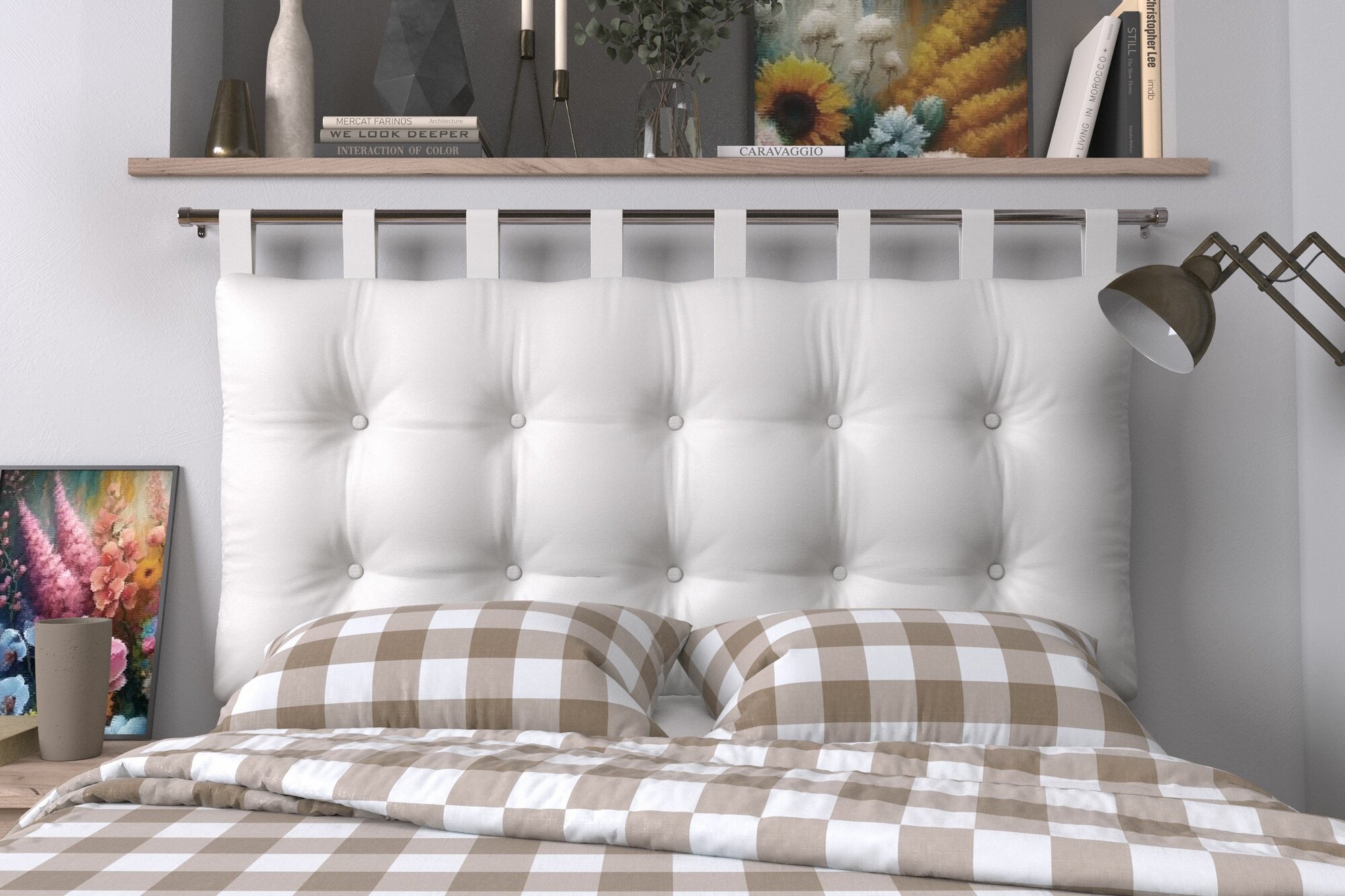 Набивное изголовье-подушка для кровати Mr. Mattress Soft M 180x70 White без крепления