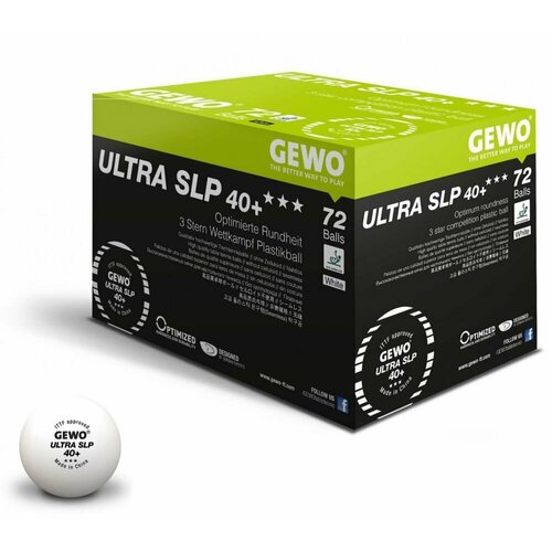 GEWO Мячи пластиковые ULTRA SLP *** 40+ 72 шт. белые мячи пластиковые тренировочные huieson 3 белые 3 штуки