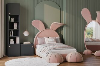 Детская стенка МебельЛэнд24 Банни - 1 МДФ Черный Агат 90x52x210 со шкафом с тумбой