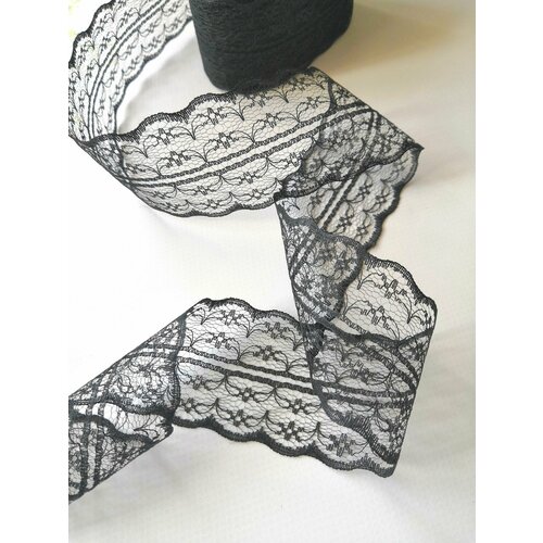 Кружево 4,5 см, длина 10 метров, черное