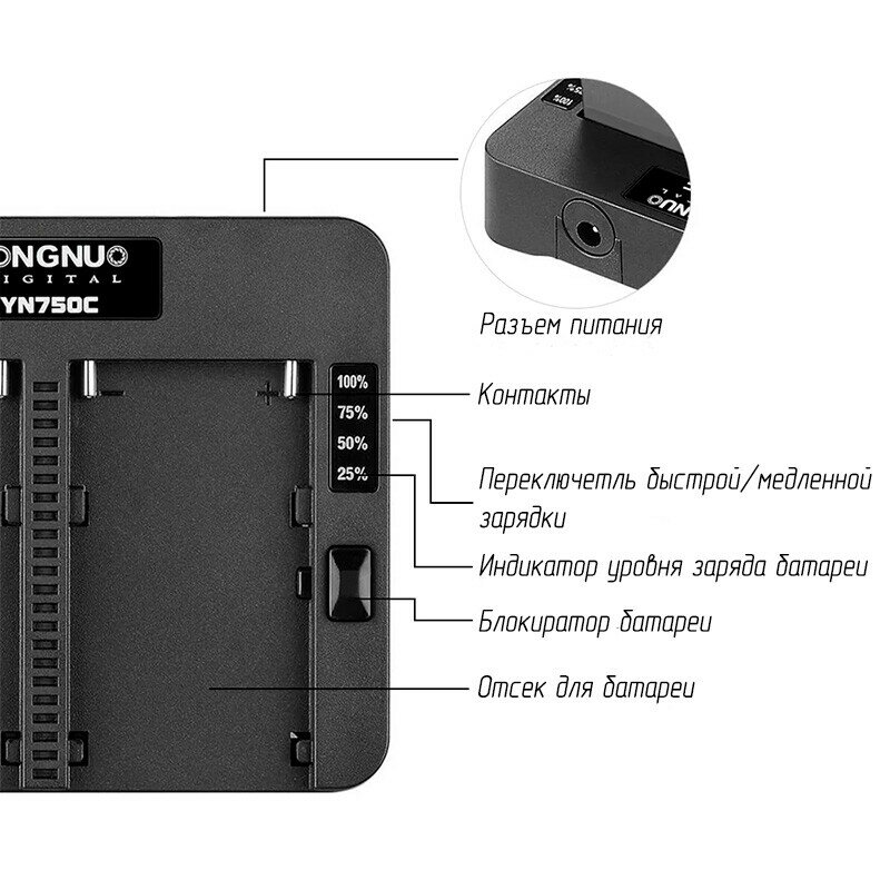 YongNuo YN750C зарядное устройство для NP-F750/NP-F970