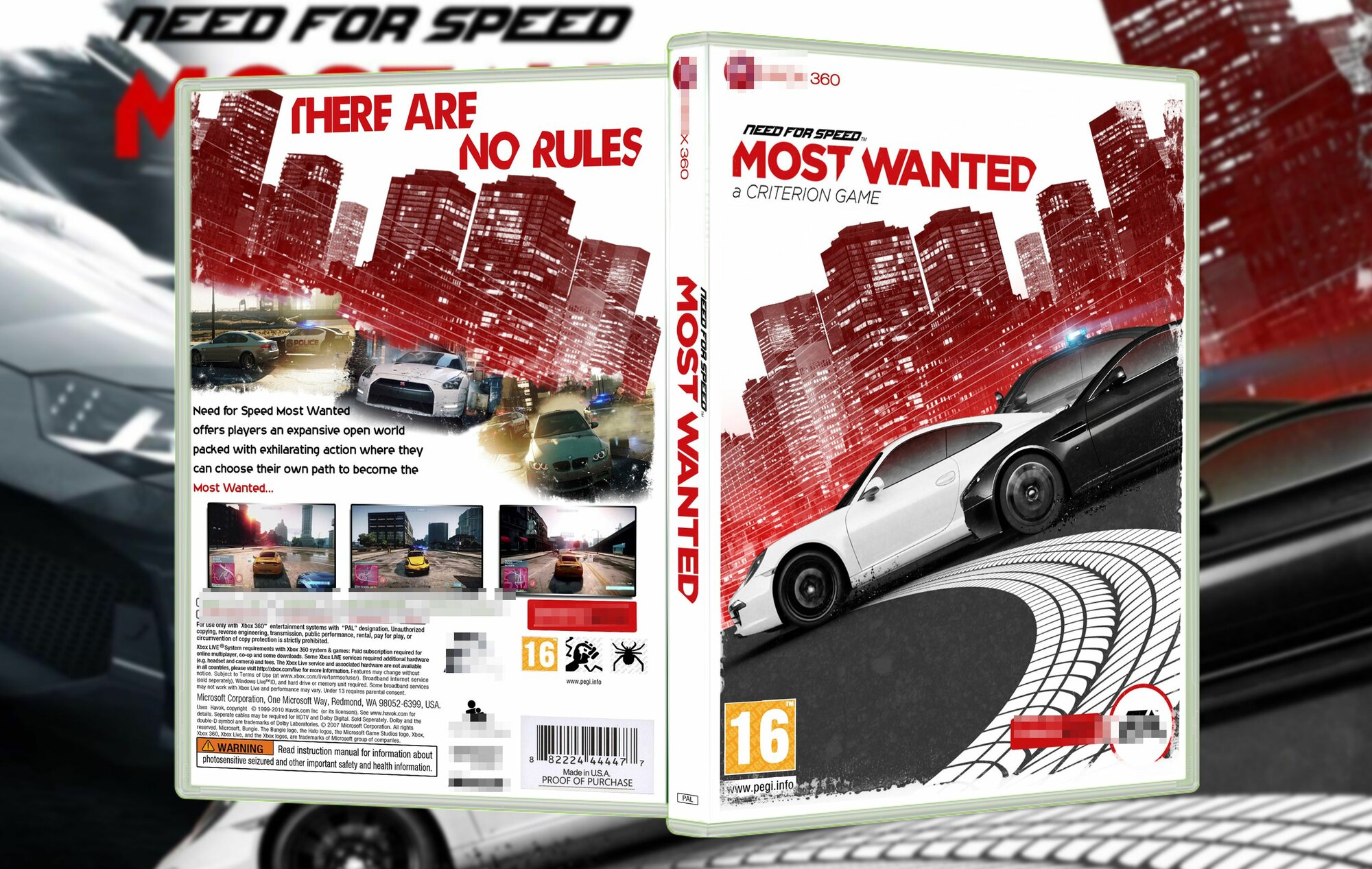 Need For Speed : Most Wanted / Эксклюзивная Обложка для Кейса XBOX 360