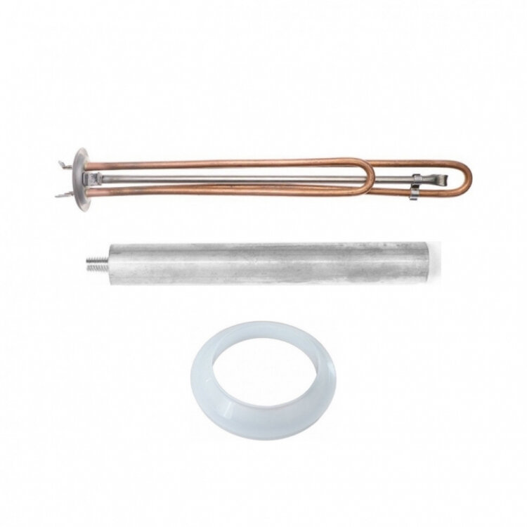 фото Комплект ТЭН RF 2500W(1000+1500), итатэн, медь, D64мм, М4, клеммы под разъем+под винт, Shuttle, L365мм, 220V+ прокладка + анод, 20721K