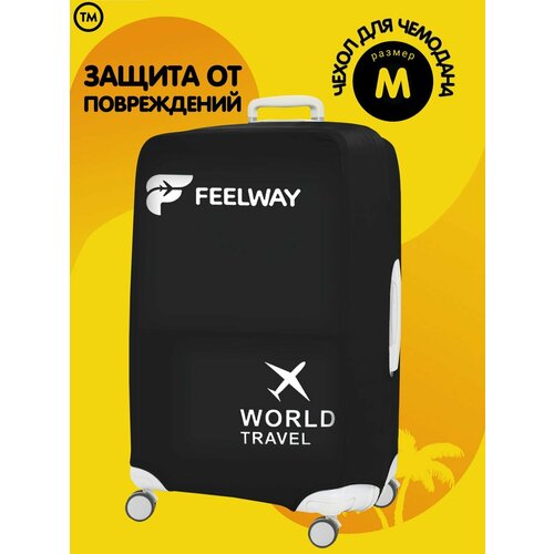 Чехол для чемодана FEELWAY, размер M, черный чехол для чемодана feelway размер s бесцветный