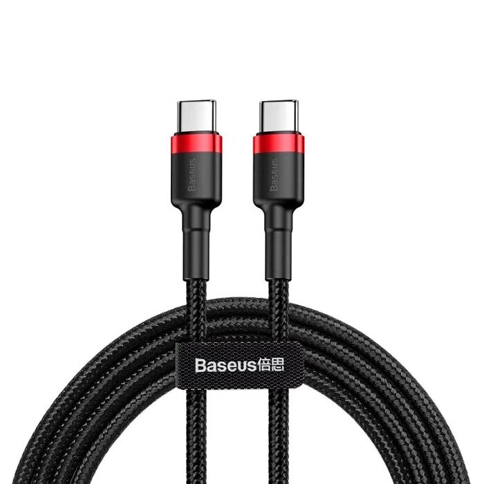 Кабель Baseus Cafule USB Type-C - USB Type-C (CATKLF-G91) 1м черный/красный