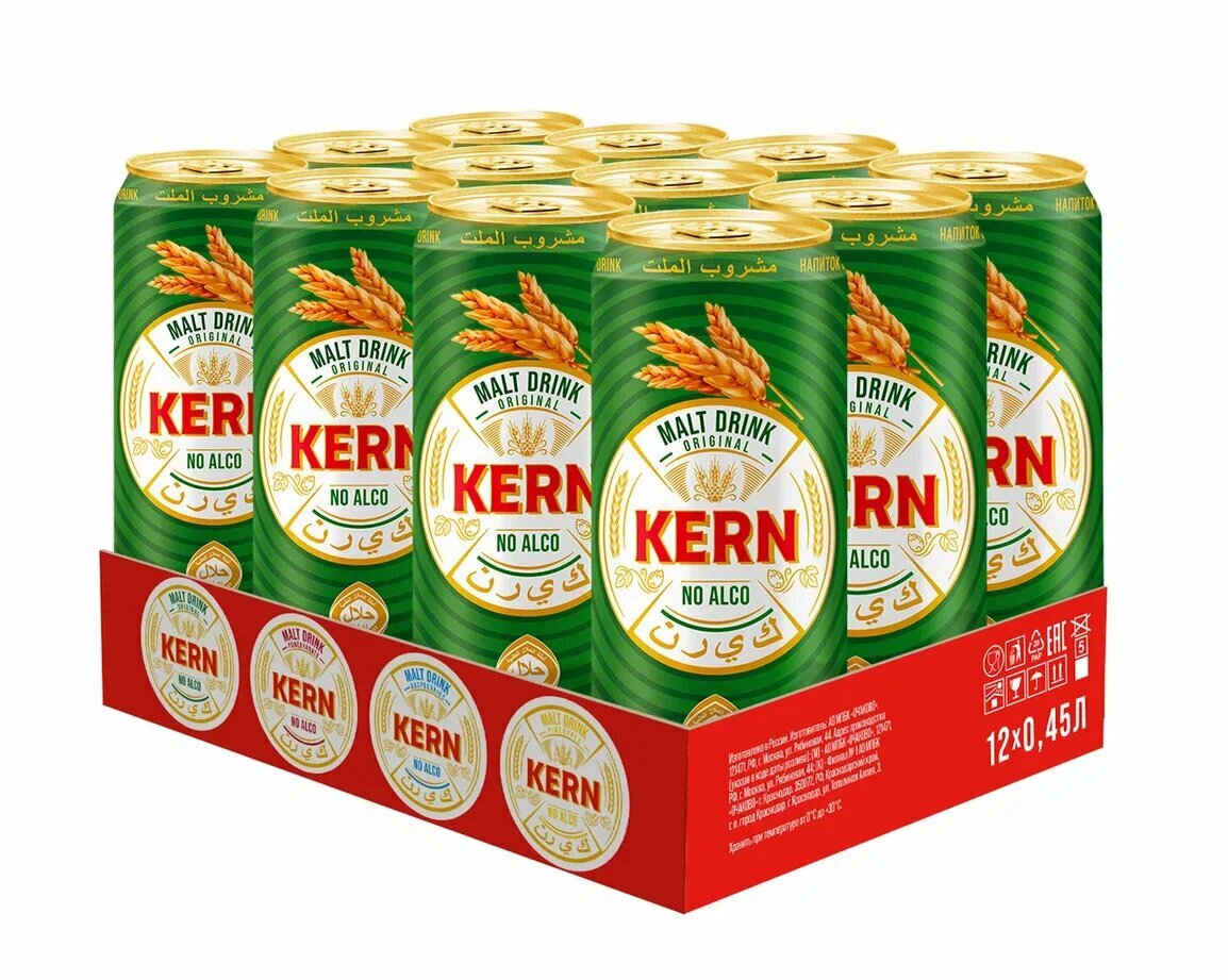 Напиток "KERN & MALT (керн солод)" безалкогольный сильногазированный а/б 0.45 (упаковка 12шт)