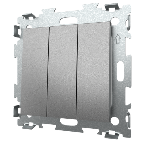Выключатель трехклавишный проходной (переключатель) серая платина Эстетика GL-W103-PGPG