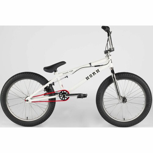 Велосипед BMX HORH STAGE 2 20 (2024), ригид, взрослый, детский, подростковый, мужской, для мальчиков, стальная рама, 1 скорость, ободные тормоза, цвет White, белый цвет, размер рамы 20, для роста 130-170 см