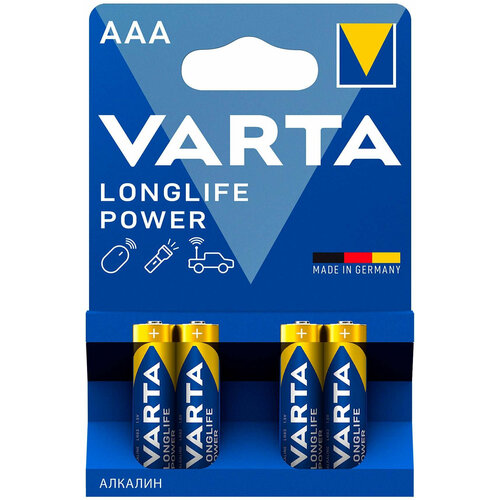 Батарея Varta Longlife power HIGH ENERGY Alkaline LR03 AAA (4шт) блистер батарея varta energy lr03 bl4 alkaline aaa 4шт блистер