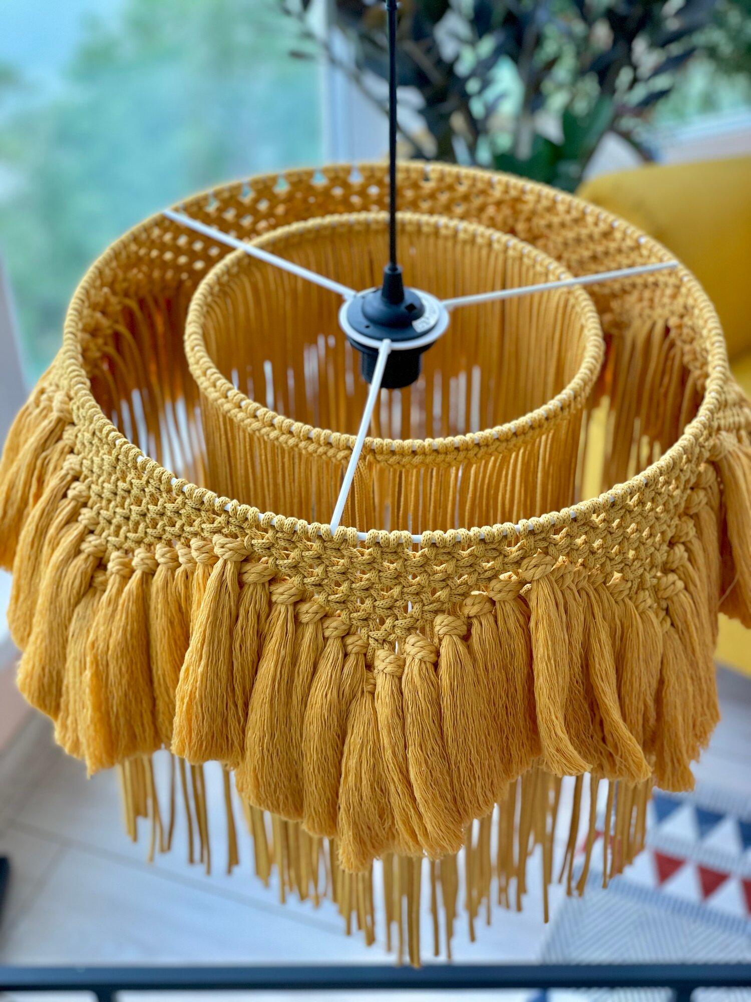 фото Абажур макраме, люстра, светильник подвесной ручной работы 40 см