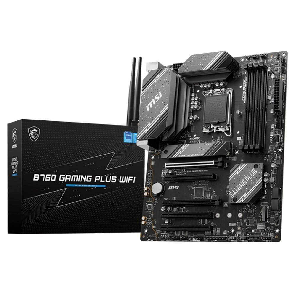 Материнская плата MSI B760 GAMING PLUS WIFI B760, LGA1700, 4*DDR5, 5*PCIEx16, 2*M.2, 2*TypeC, 2*USB3.