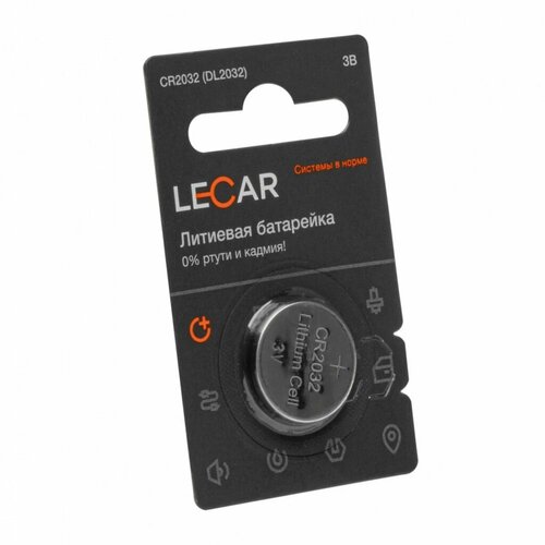 Батерейка Lecar LECAR000093106 CR2032 литиевая литиевая, в блистере, 1 батарейка литиевая lecar cr2032 3v упаковка 1 шт lecar000093106