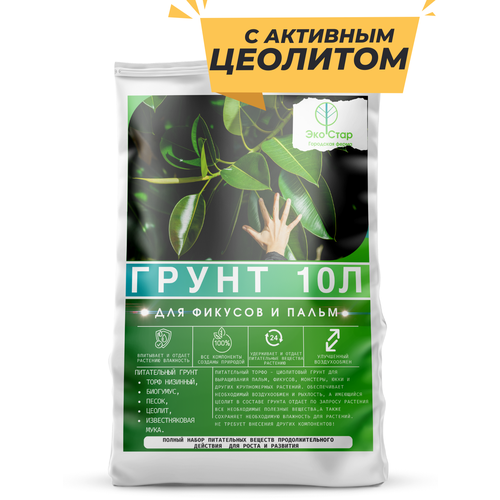 Эко Стар Городская Ферма - грунт для пальм и фикусов с активным цеолитом и бигумусом, 10 литров