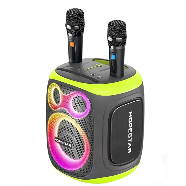 Портативная Bluetooth Колонка Hopestar Party One 80 Вт с двумя беспроводными микрофонами/без штатива/портативная акустика /блютуз