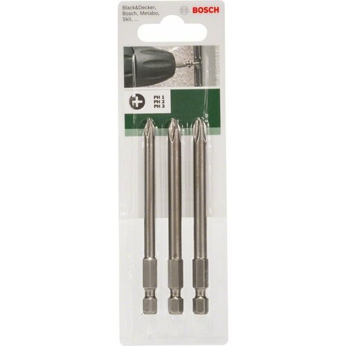 Набор из 3-х бит Bosch 89 мм PH1,2,3 XH {2609255966} bosch professional биты для шуруповерта ph2 89мм