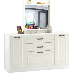 фото Комплект мебели Моби Ливерпуль комод + 10.118 с зеркалом ясень ваниль/белый