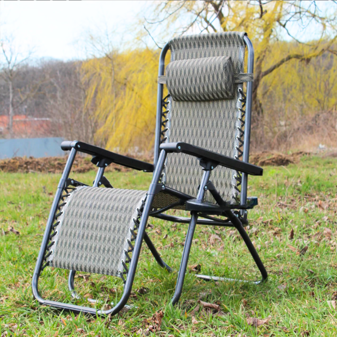 Кресло-шезлонг с подголовником / Складное кресло / Шезлонг стул черный