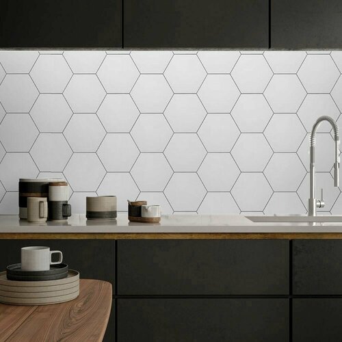 Фартук кухонный на стену панель 4000х600х1 мм Панель стеновая гексагон ПВХ пластик термоперевод 3546₽