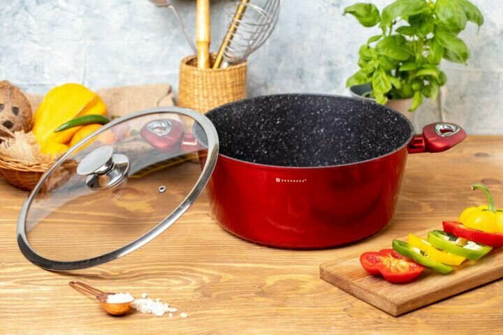 фото Кастрюля из литого алюминия Edenberg с керамическим покрытием и стеклянной крышкой 20 см 2,6 л