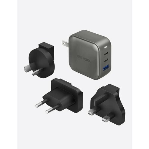 Сетевое зарядное устройство EnergEA Travelworld GaN66 2C1A PD/PPS/QC3.0 66W - темно серый (Gunmetal)