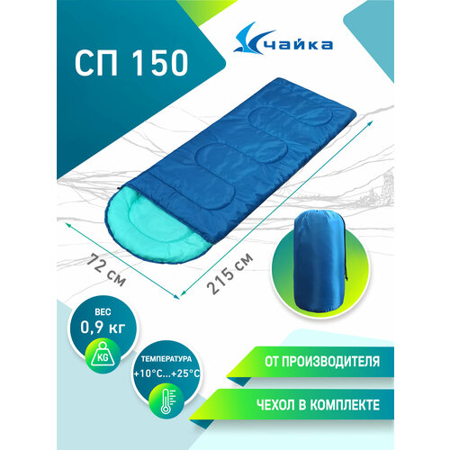 Спальник туристический чайка СП150 морская волна 2в1 1440₽